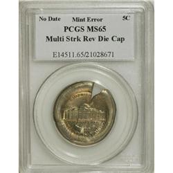 Undated Jefferson Nickel Reverse Die Cap MS65