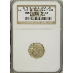 1973-D 10C--Struck on a Philippine 10 Sentimos