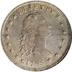 1795 $1 Flowing Hair, Two Leaves AU50 NGC