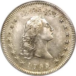 1795 $1 Flowing Hair, Two Leaves MS60 CSN