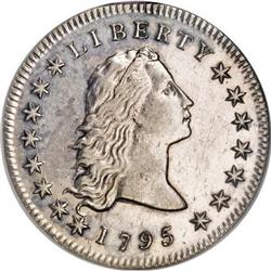 1795 $1 Flowing Hair, Two Leaves AU55 NGC