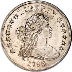 1798 $1 Knob 9 5 Lines AU50 NGC