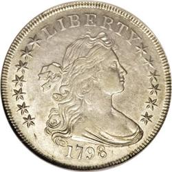 1798 $1 Knob 9 5 Lines AU55 NGC