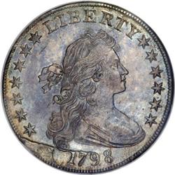 1798 $1 Large Eagle, Pointed 9 MS63 NGC