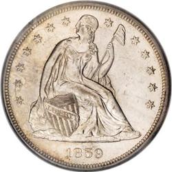 1859 $1 MS63 NGC. CAC