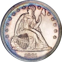 1861 $1 MS65 NGC