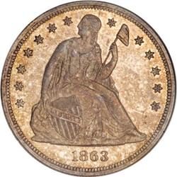 1863 $1 MS63 NGC