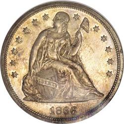 1866 $1 Motto MS63 NGC