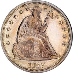 1867 $1 MS63 NGC CAC