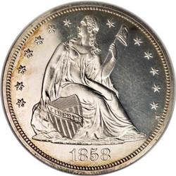 1858 $1 PR63 NGC