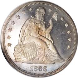 1866 $1 Motto PR64 Cameo NGC CAC