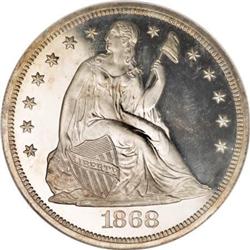 1868 $1 PR64 Ultra Cameo NGC