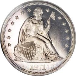 1871 $1 PR64 Cameo NGC