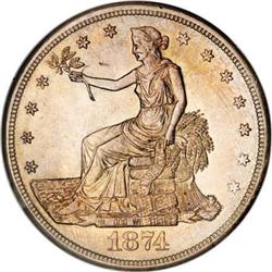1874-S T$1 MS61 NGC
