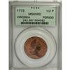 Image 3 : 1773 1/2P Virginia Halfpenny, Period MS65 Red