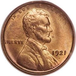 1921-S 1C MS65 Red PCGS