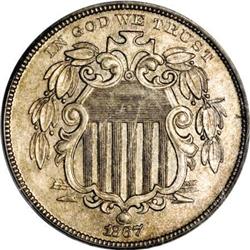 1867 5C Rays PR62 PCGS