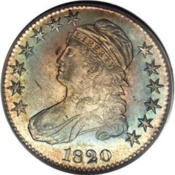 1820 50C Square Base No Knob 2, Large Date MS65