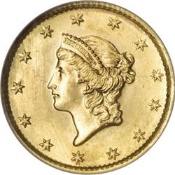 1849 G$1 No L MS66 NGC