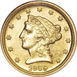 1859-D $2 1/2 MS61 NGC