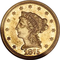 1875 $2 1/2 AU58 NGC