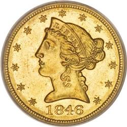 1846 $5 Large Date MS63 PCGS