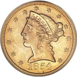 1854 $5 MS64 PCGS