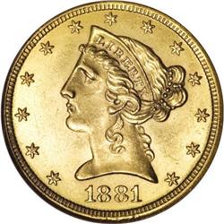 1881-CC $5 MS61 NGC