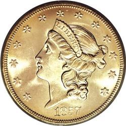 1857-S $20 MS66 PCGS