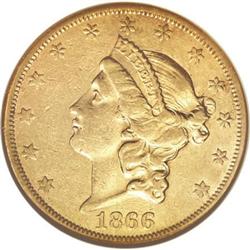 1866-S $20 No Motto XF45 NGC