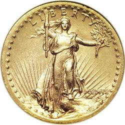 1907 $20 High Relief, Wire Rim AU55 NGC