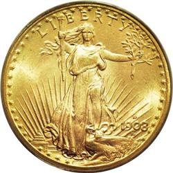 1908-D $20 No Motto MS66 PCGS