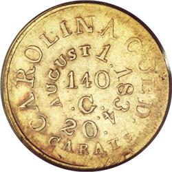 (1834-37) $5 C. Bechtler Five Dollar, 140G. 20C,