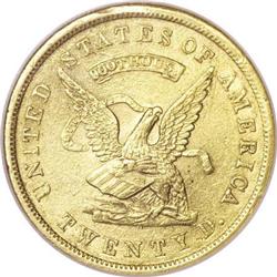 1853 $20 Assay Office Twenty Dollar, 900 Thous.