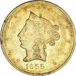 1855 $10 Wass Molitor Ten Dollar AU58 NGC