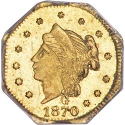 1870 25C Liberty Octagonal 25 Cents, BG-758,