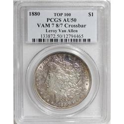 1880 $1 8/7 Overdate AU50 PCGS