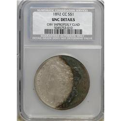 1892-CC $1--Obverse Improperly Cleaned--NCS. Unc