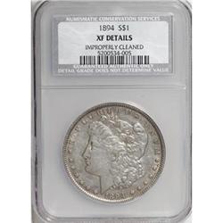 1894 $1--Improperly Cleaned--NCS. XF40 Details