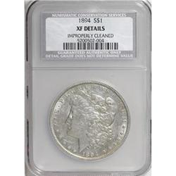 1894 $1--Improperly Cleaned--NCS. XF Details