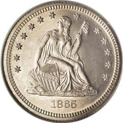 1865 25C Quarter Dollar, Judd-425, Pollock-497,