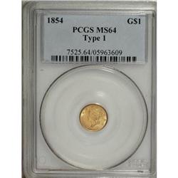 1854 G$1 Type One MS64 PCGS