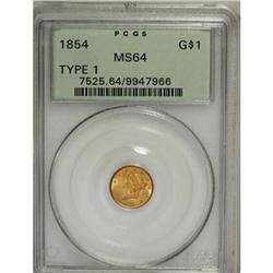 1854 G$1 Type One MS64 PCGS