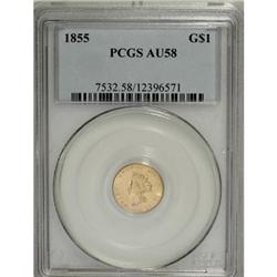 1855 G$1 AU58 PCGS