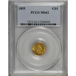1855 G$1 MS62 PCGS