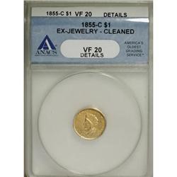 1855-C G$1--Ex-Jewelry, Cleaned--ANACS. VF20