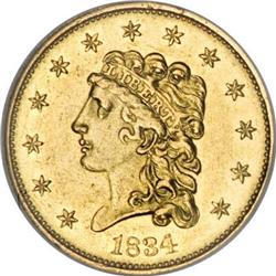 1834 $2 1/2 Classic AU58 NGC