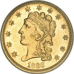 1836 $2 1/2 Script 8 MS62 PCGS