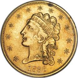 1836 $2 1/2 Block 8 MS62 PCGS