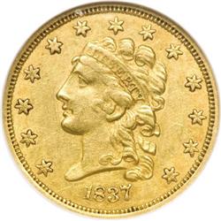 1837 $2 1/2 AU58 NGC